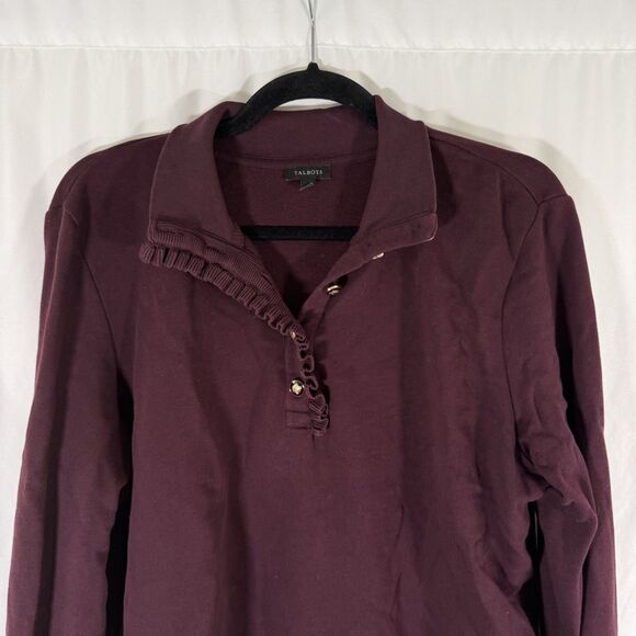 Talbots Sweater Women's Large Burgundy Long Sleeve Pullover 100% Cotton - Picture 2 of 9